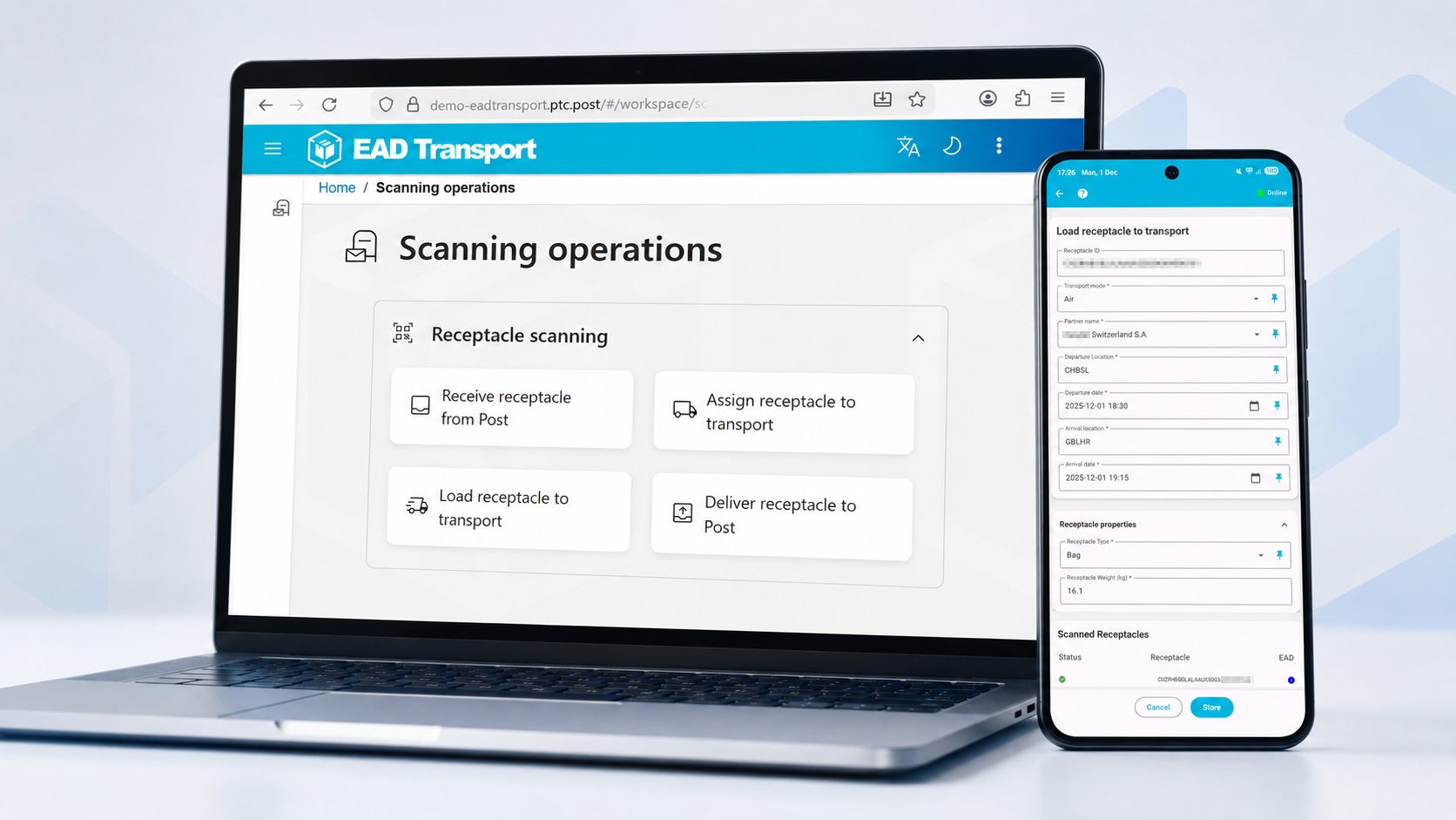 EAD Transport web and mobile solution
