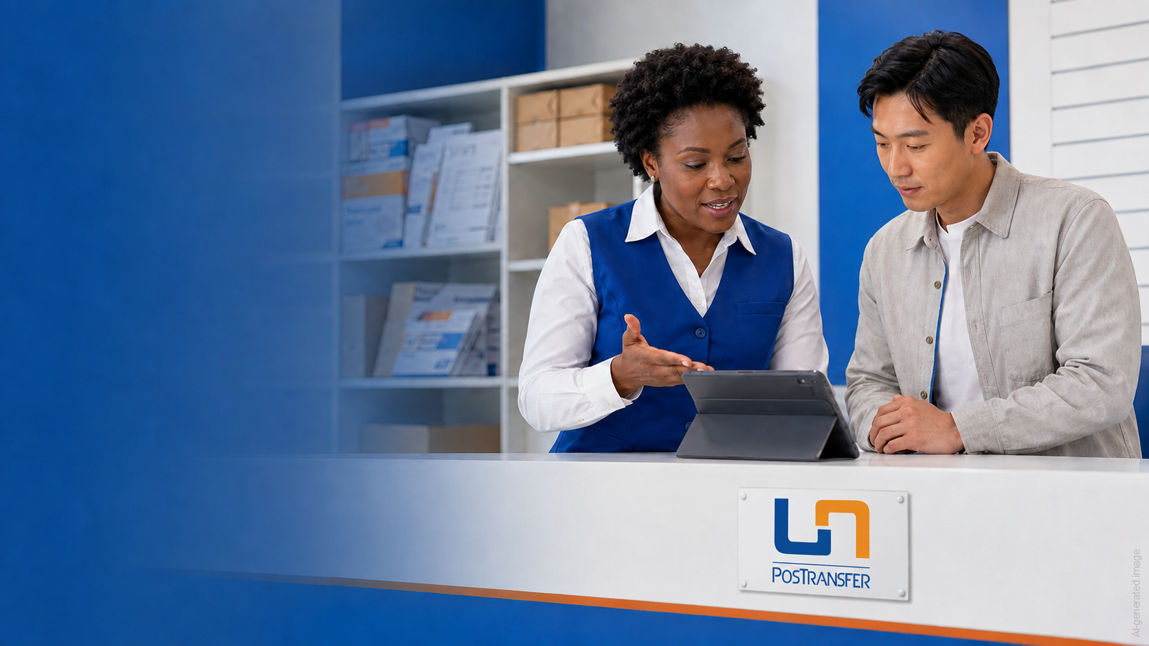 Customer using an international postal payment service