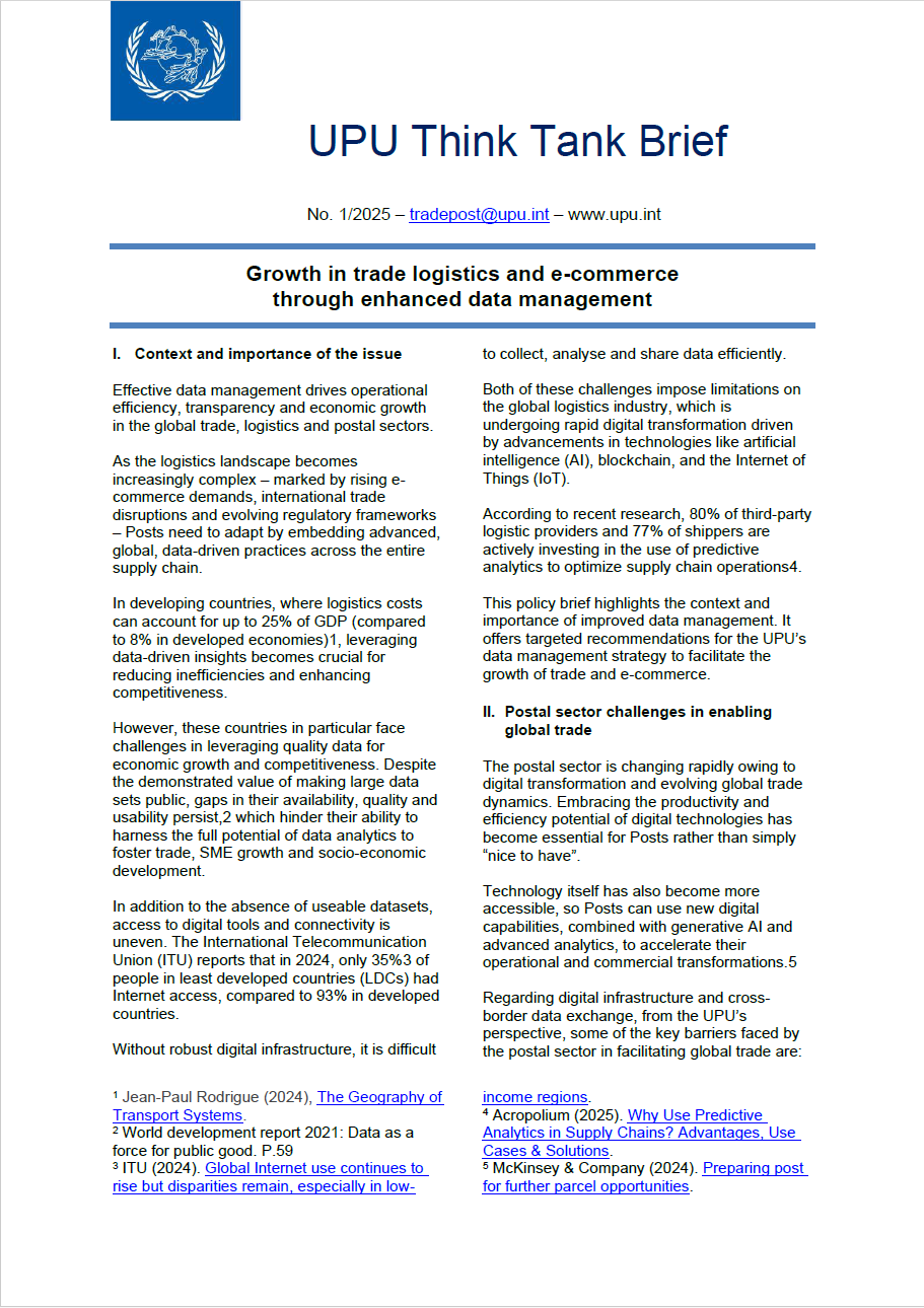 Growth in trade logistics and e-commerce through enhanced data management 