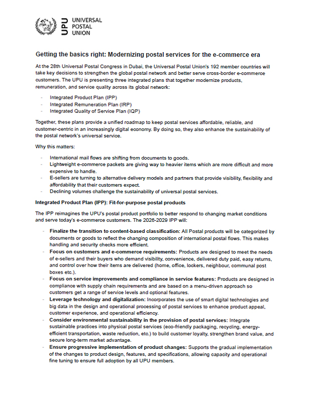 Factsheet: Modernizing postal services for the e-commerce era